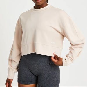 NWOT ABYL Oversized Cropped Sweatshirt Cream Size S